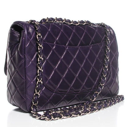 Chanel Lambskin Quilted Jumbo Single Flap Dark Purple 3 of 8