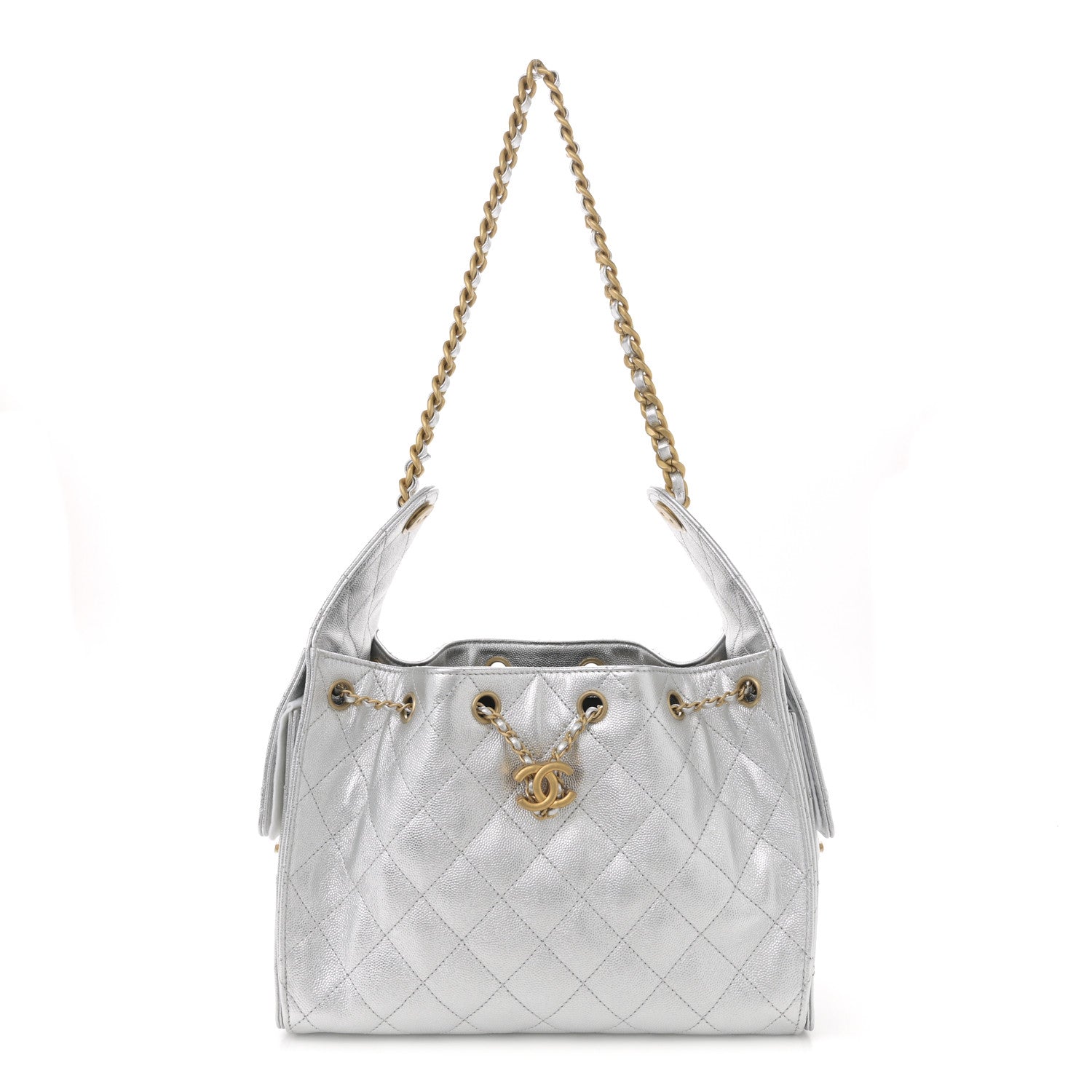Chanel Metallic Caviar Quilted Small Chanel 25 Handbag Silver 1 of 10