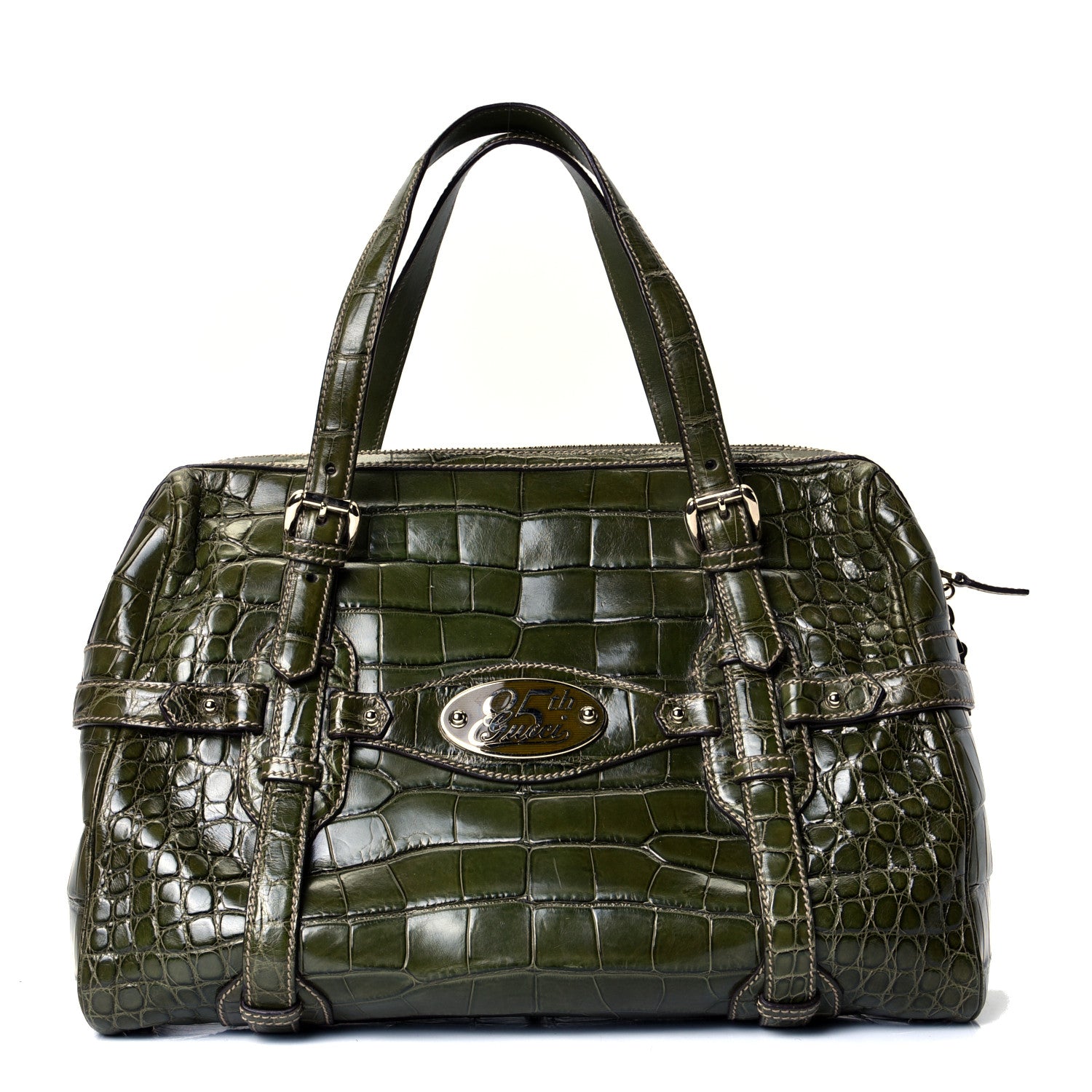 Gucci Crocodile 85th Anniversary Boston Bag Green 1 of 4