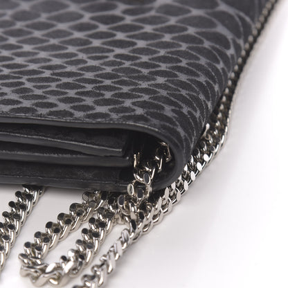 Saint Laurent Suede Python Embossed Monogram Chain Wallet Black 14 of 15