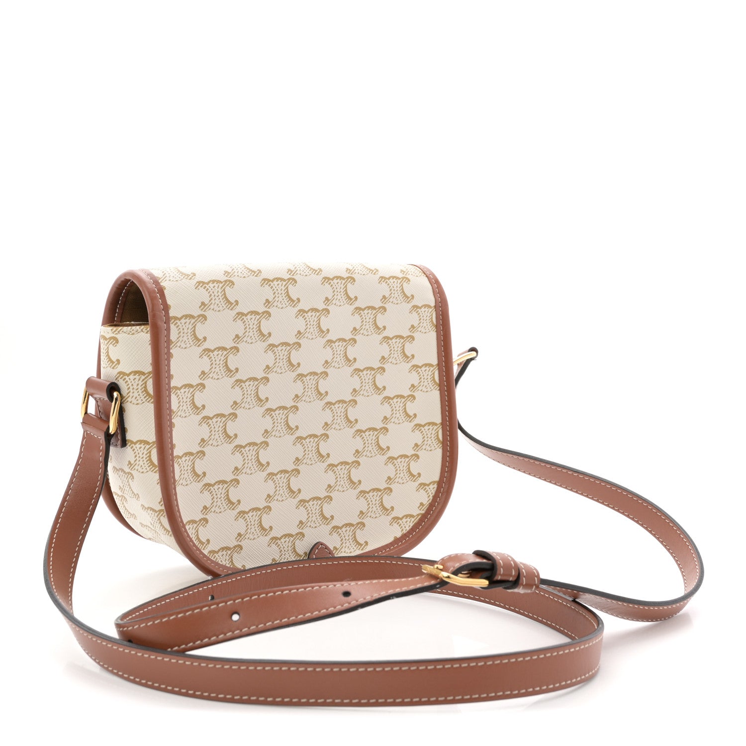 Celine Triomphe Canvas Medium Folco Bag White 3 of 11