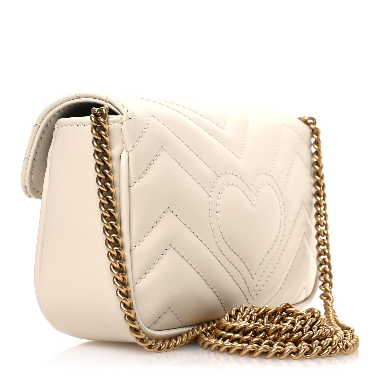 Calfskin Matelasse Super Mini GG Marmont Shoulder Bag White