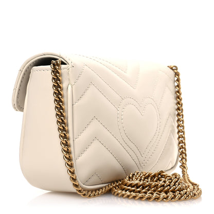 Gucci Calfskin Matelasse Super Mini GG Marmont Shoulder Bag White 3 of 11