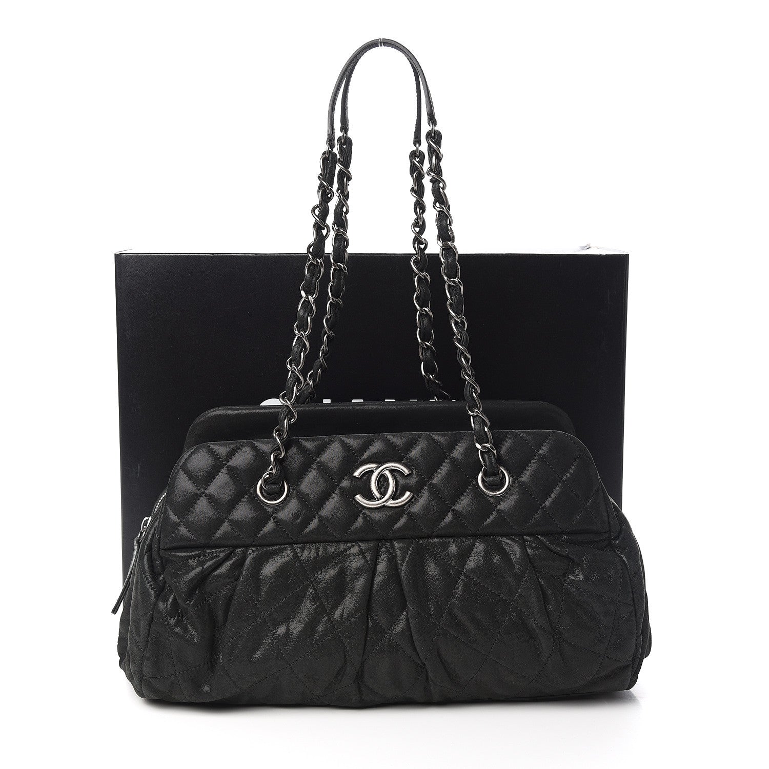 Chanel Iridescent Calfskin Chic Quilt Bowling Bag Black 11 of 11