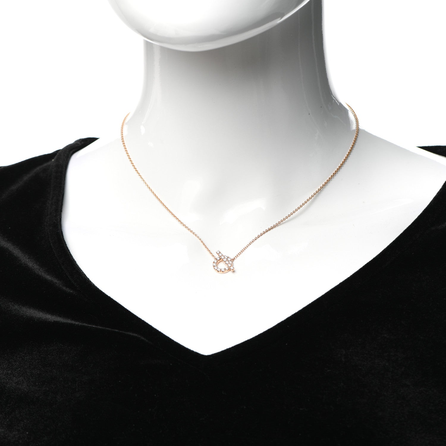 Hermes 18K Rose Gold Diamond Finesse Pendant Necklace 2 of 6