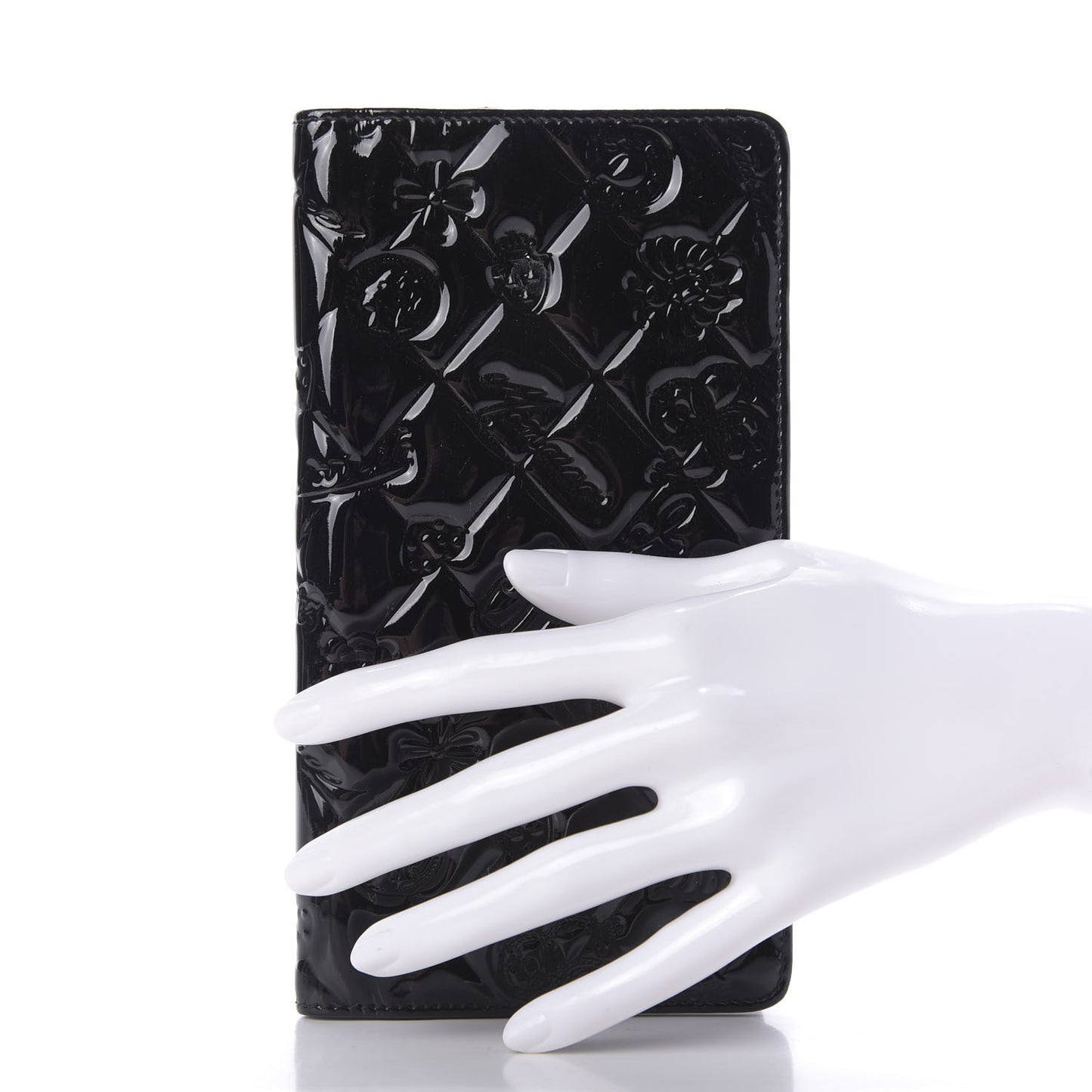 Patent Calfskin Lucky Symbols Agenda Cover Black