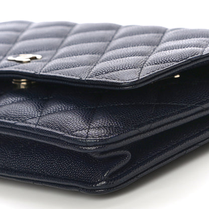 Chanel Caviar Quilted Wallet On Chain WOC Navy Blue 11 of 12