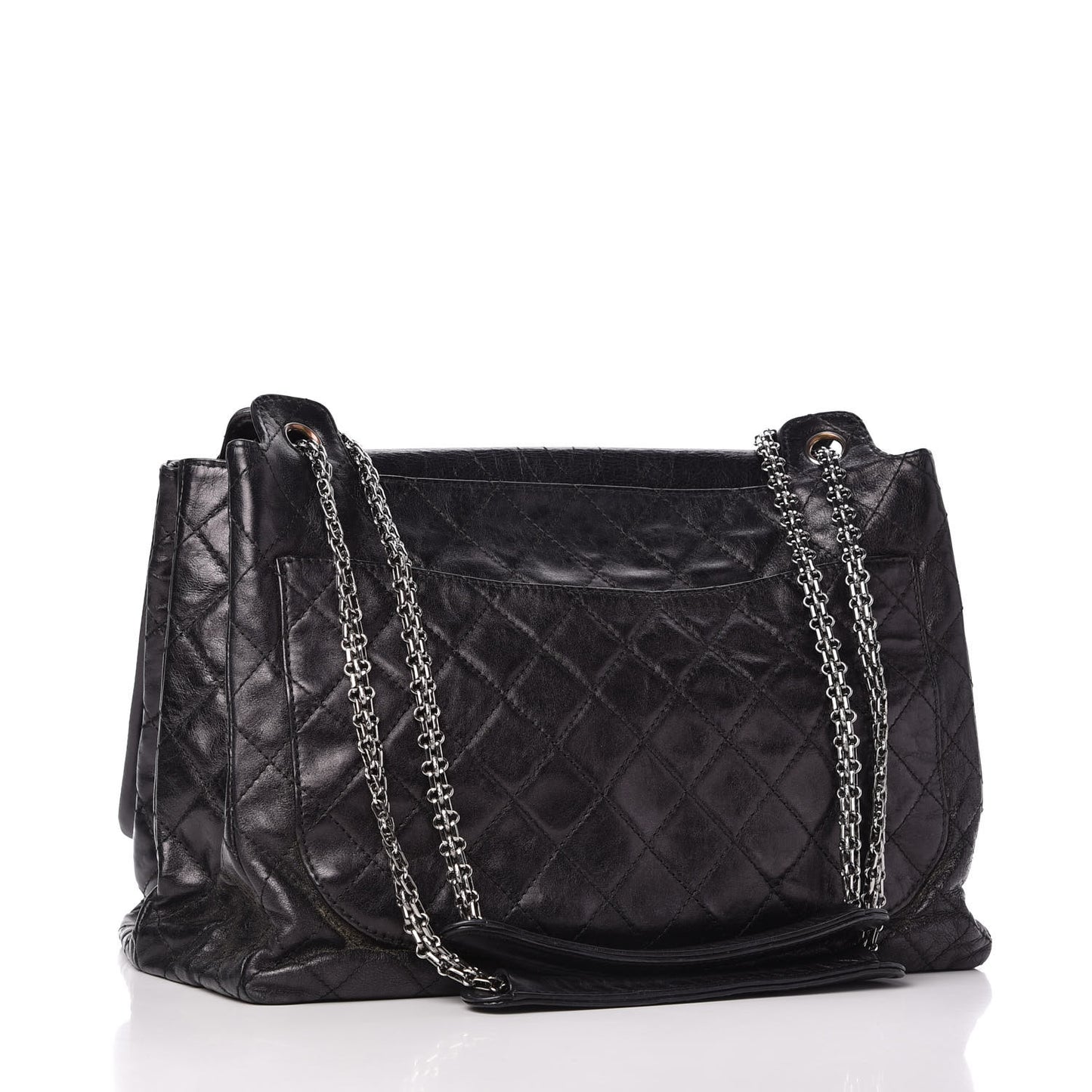 Metallic Calfskin Quilted XL Accordion Reissue Flap Black
