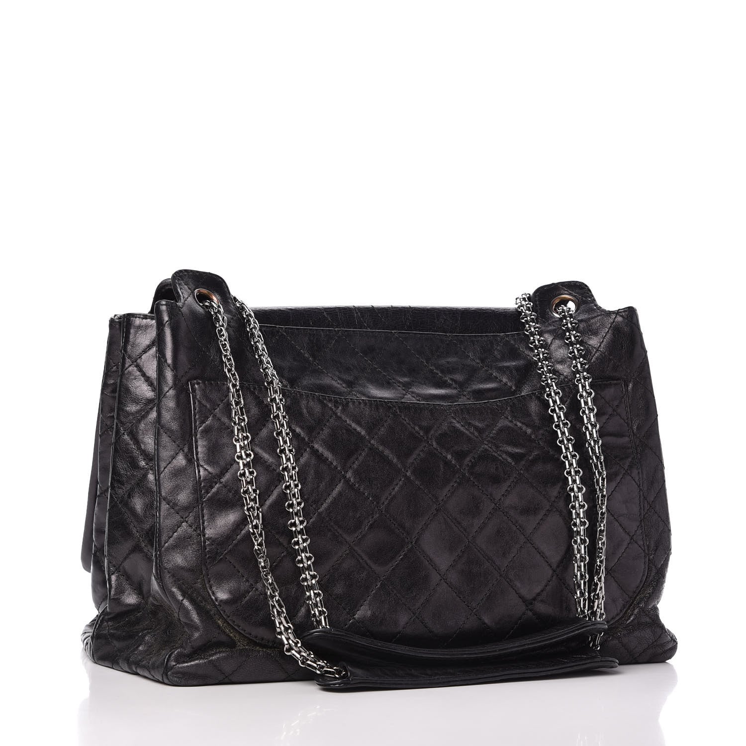 Chanel Metallic Calfskin Quilted XL Accordion Reissue Flap Black 3 of 10