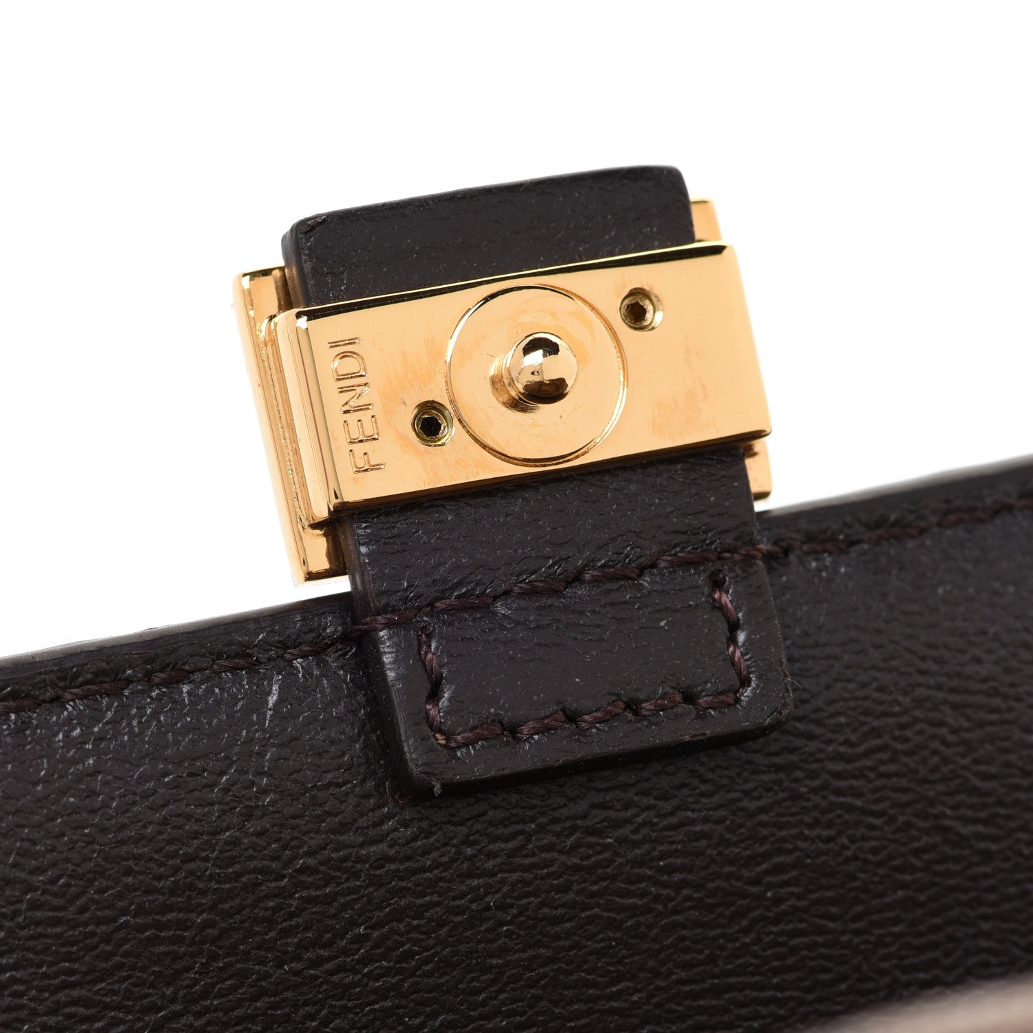 Fendi Glazed Fabric FF 1974 Nano Baguette Charm Mogano Panna 9 of 9