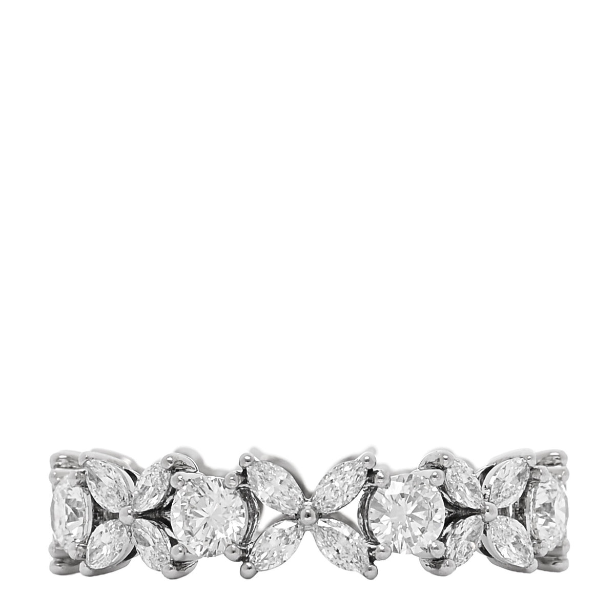 Tiffany Platinum Diamond Victoria Alternating Band Ring 55 7.25 3 of 5