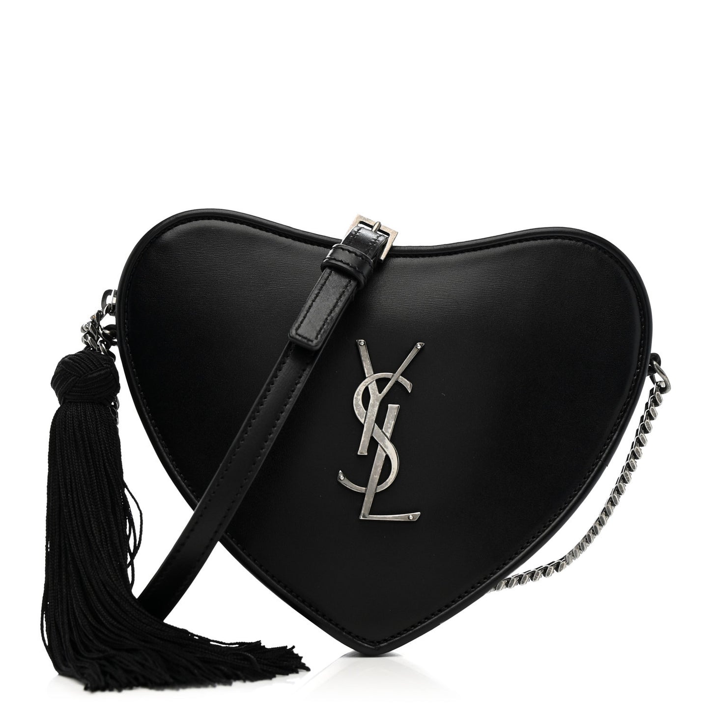 Calfskin Heart Monogram Crossbody Black