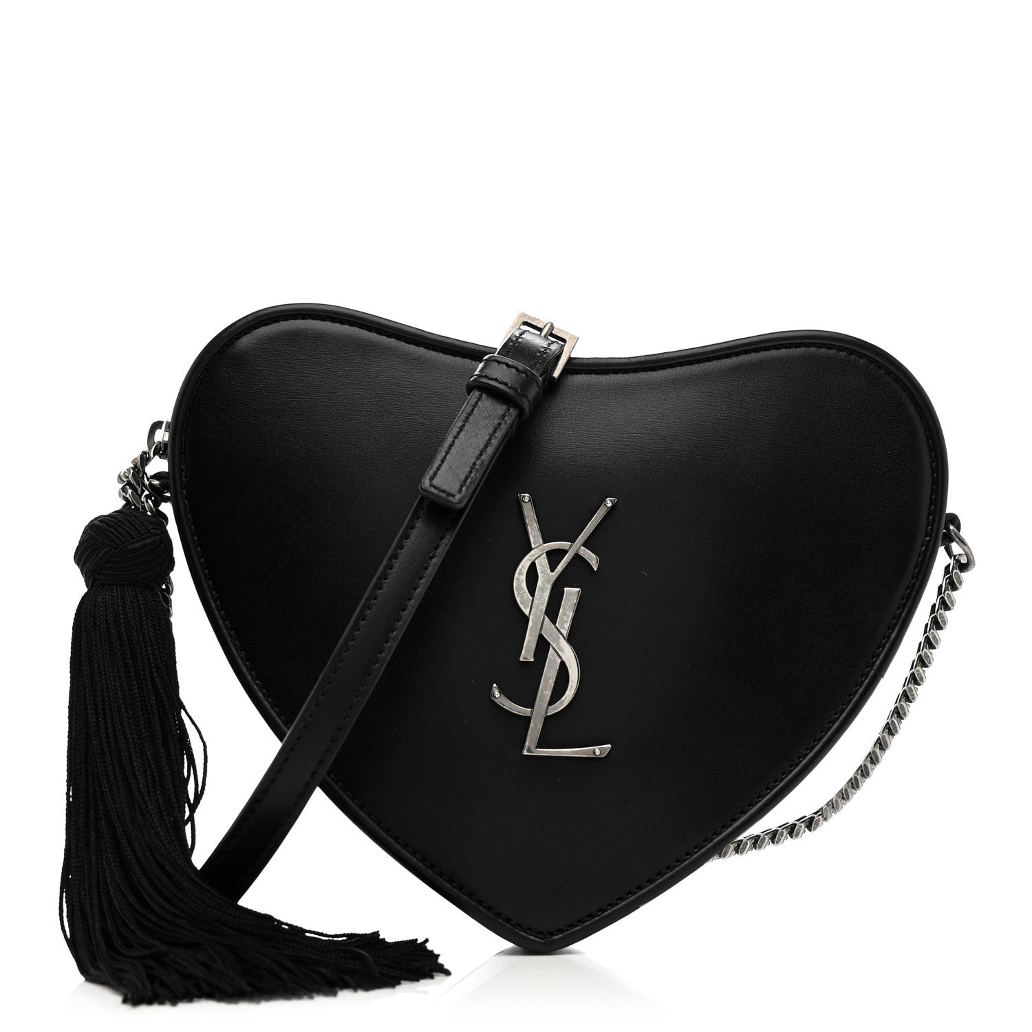 Saint Laurent Calfskin Heart Monogram Crossbody Black 1 of 11