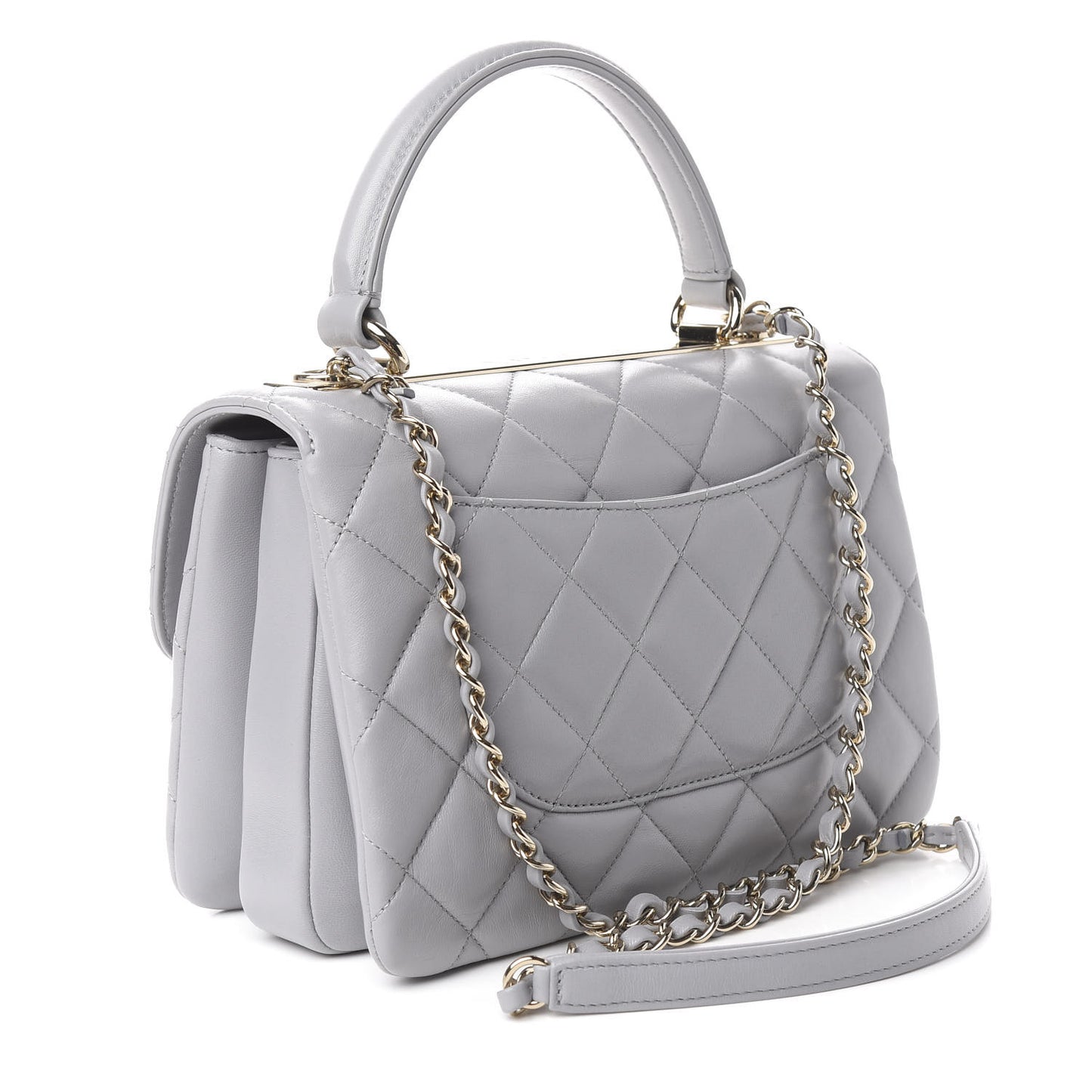 Lambskin Quilted Small Trendy CC Flap Dual Handle Bag Grey