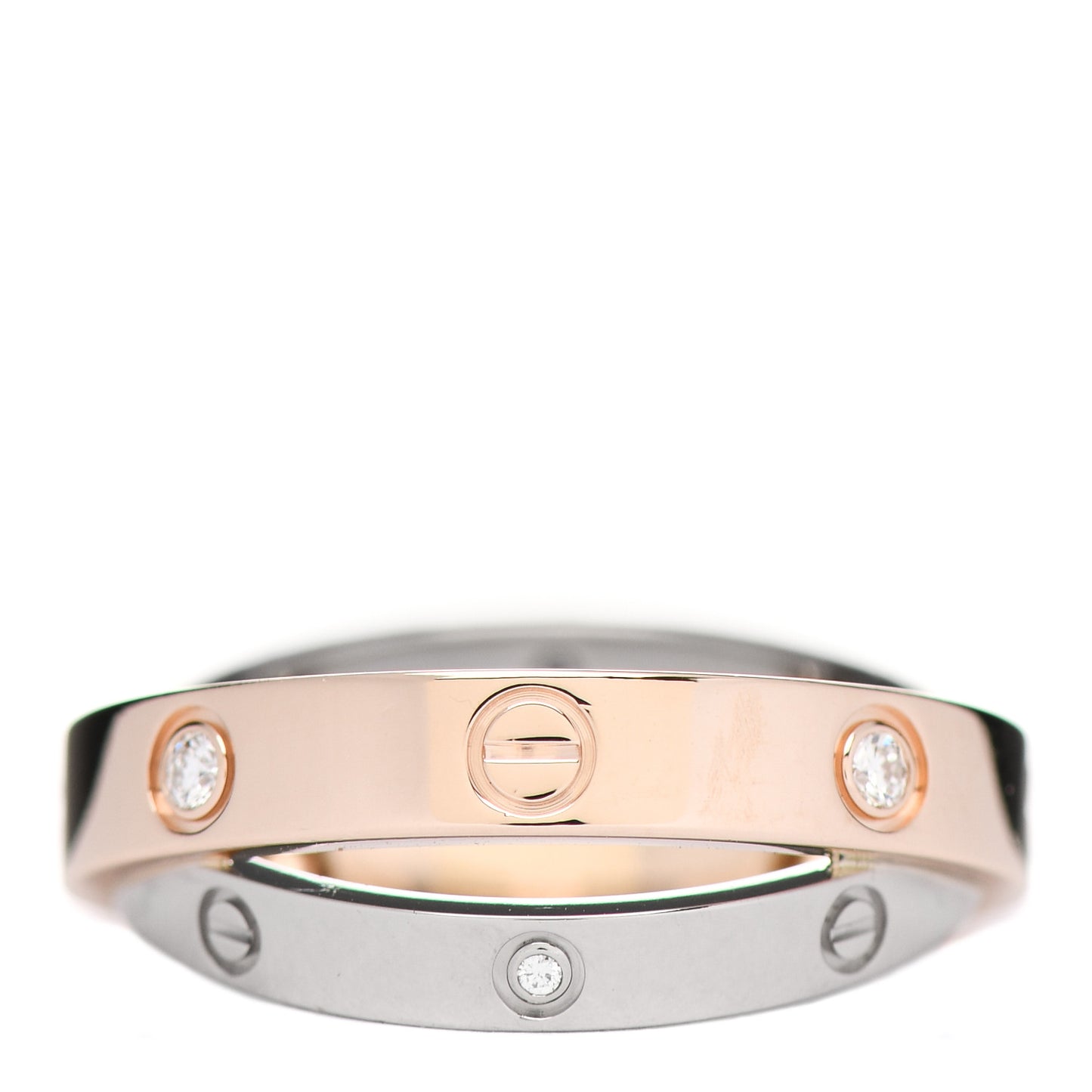 18K Pink White Gold 6 Diamonds LOVE Ring 49 5