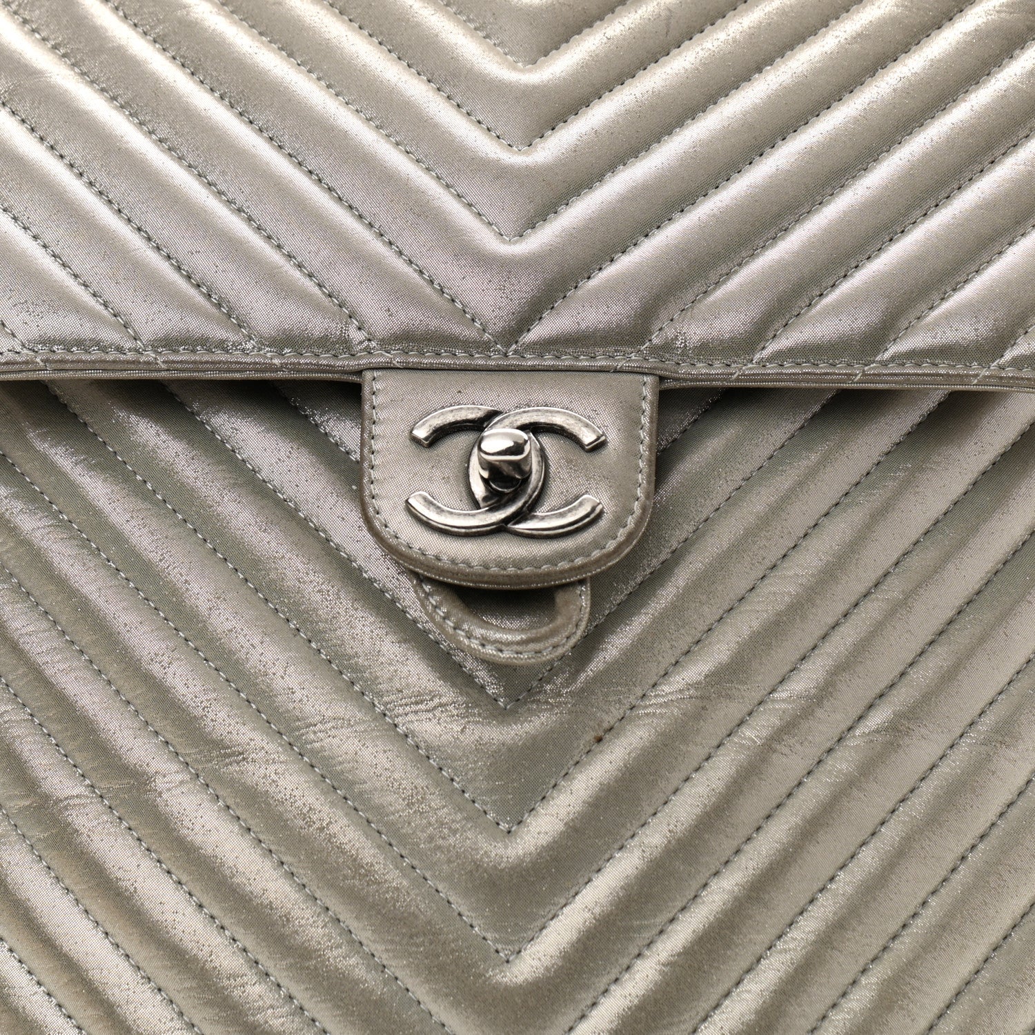 Chanel Iridescent Calfskin Chevron Quilted Large Urban Spirit Backpack Silver 8 of 24