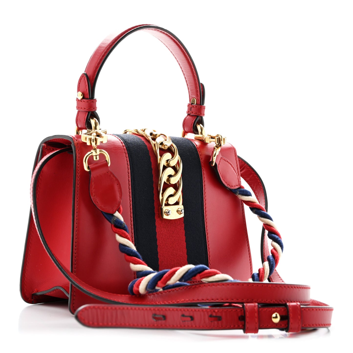 Calfskin Mini Sylvie Top Handle Bag Hibiscus Red