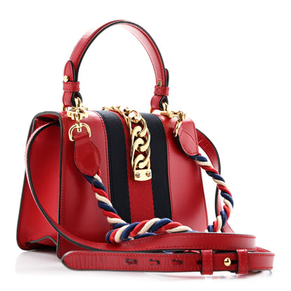 Gucci Calfskin Mini Sylvie Top Handle Bag Hibiscus Red 3 of 13