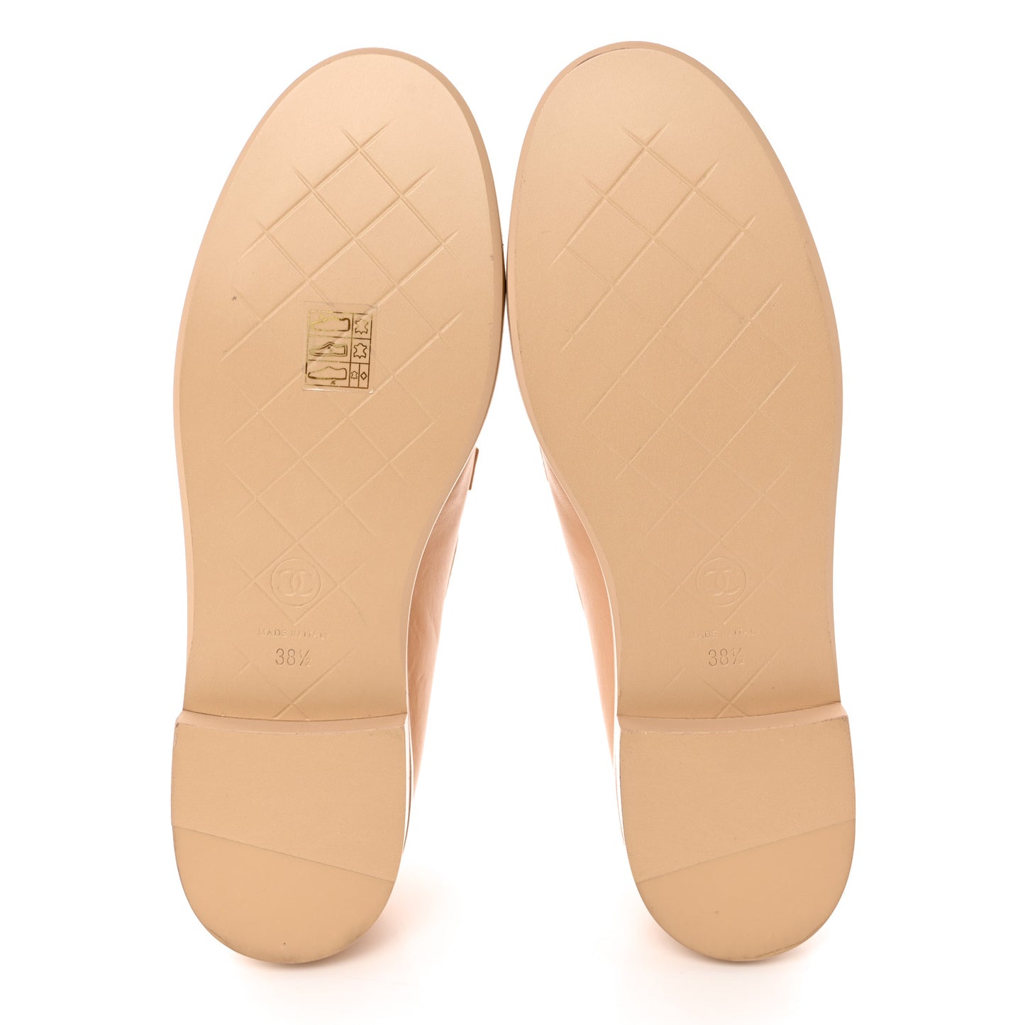 Lambskin Quilted CC Turnlock Moccasins 38.5 Beige