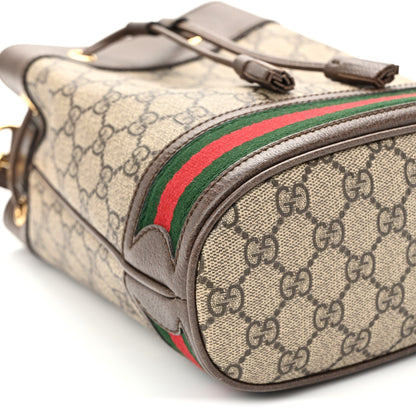 Gucci GG Supreme Monogram Web Small Ophidia Bucket Bag Brown 9 of 11