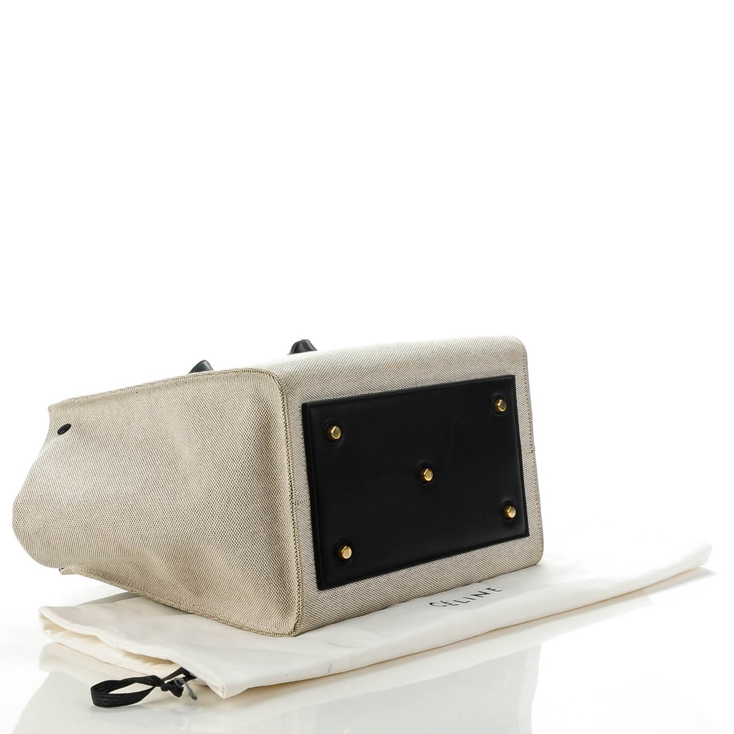 Cotton Canvas Calfskin Medium Tie Knot Tote Grey Black