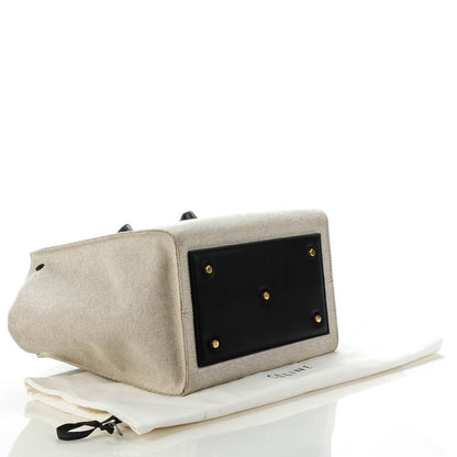 Celine Cotton Canvas Calfskin Medium Tie Knot Tote Grey Black 5 of 14