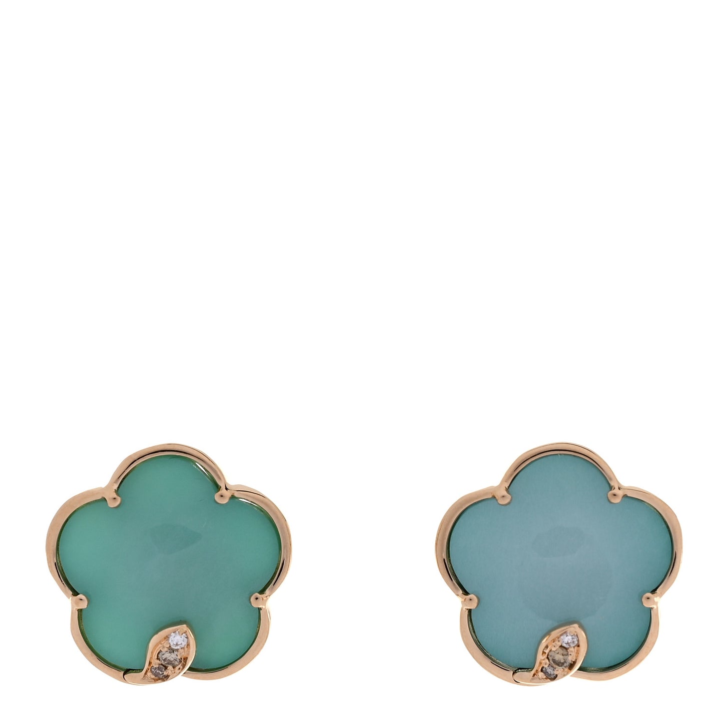 18K Rose Gold Diamond Turquoise White Moonstone Doublet Petit Joli Earrings