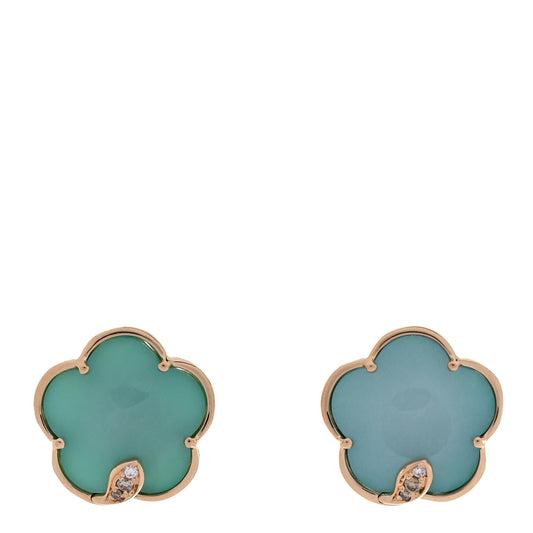 18K Rose Gold Diamond Turquoise White Moonstone Doublet Petit Joli Earrings