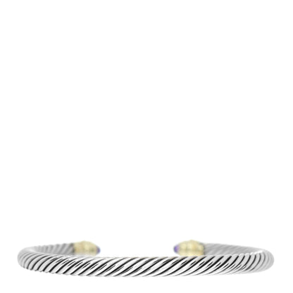 David Yurman Sterling Silver 14K Yellow Gold Amethyst 5mm Cable Classics Petite Color Bracelet 2 of 3