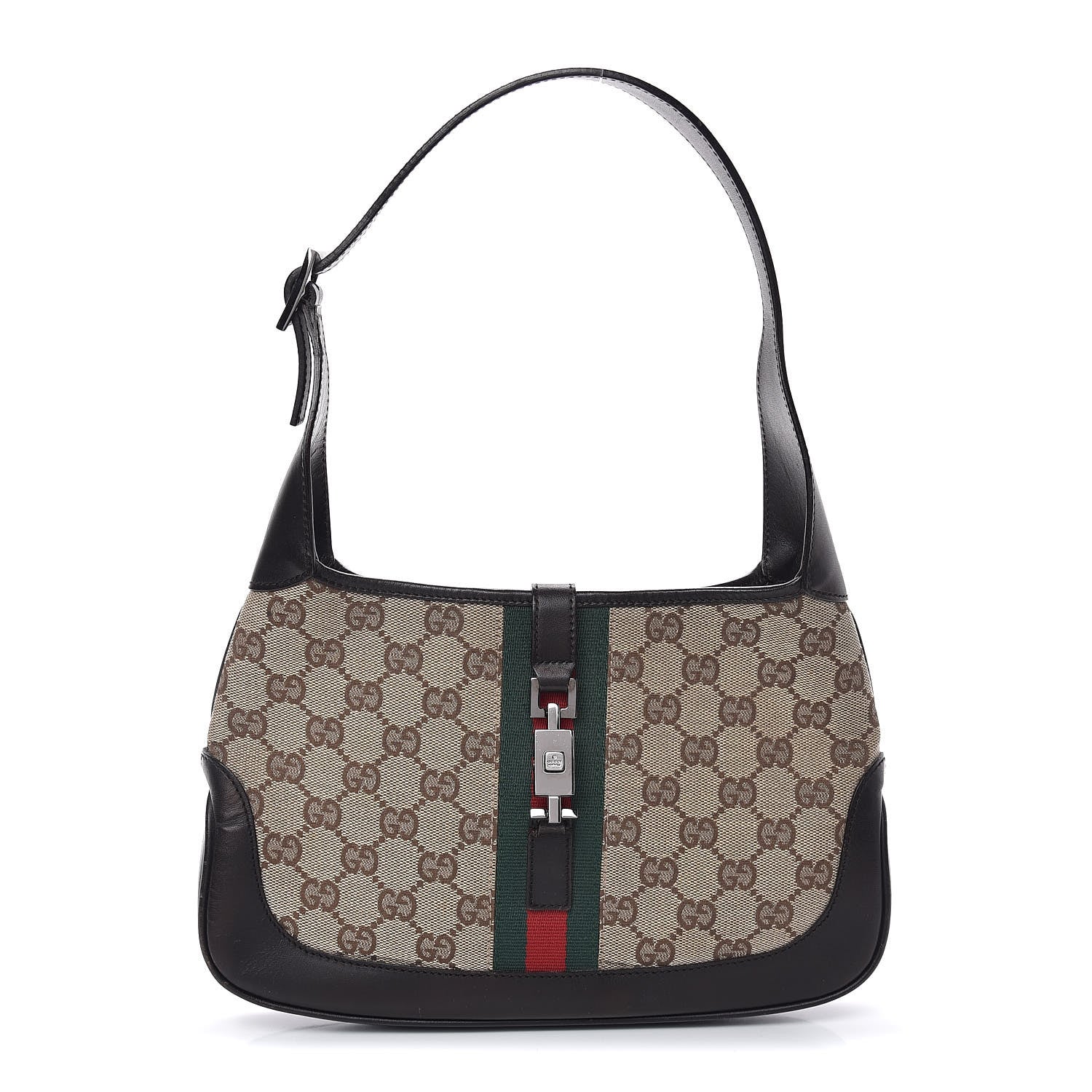 Gucci Monogram Web Small Jackie O Hobo Dark Brown 1 of 9
