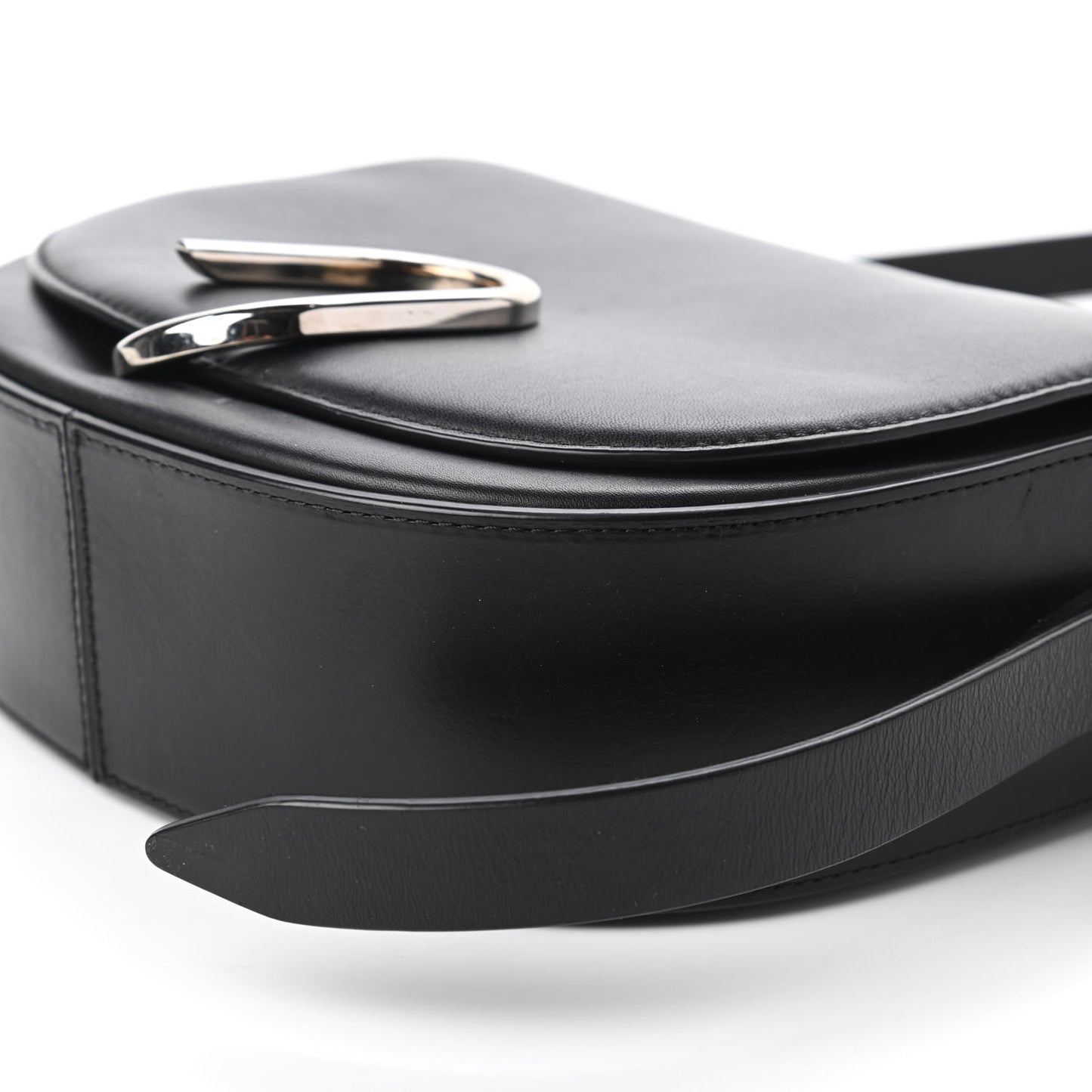 Calfskin Alix Saddle Crossbody Bag Black