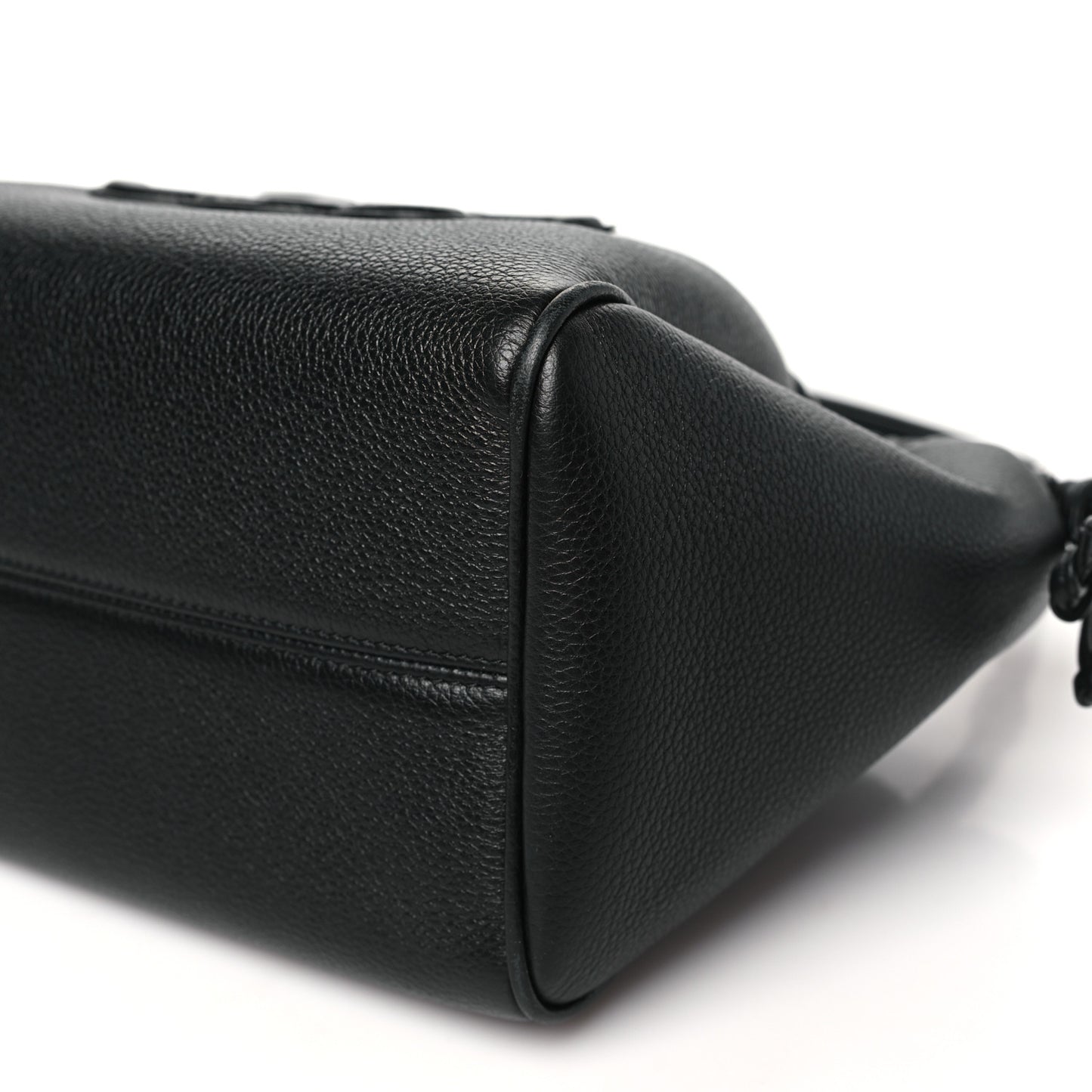 Grained Calfskin Cuir Triomphe Small Cabas Drawstring Black