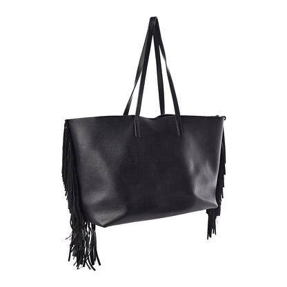 Saint Laurent Calfskin Large Fringe Shopping Tote Black 4 of 14