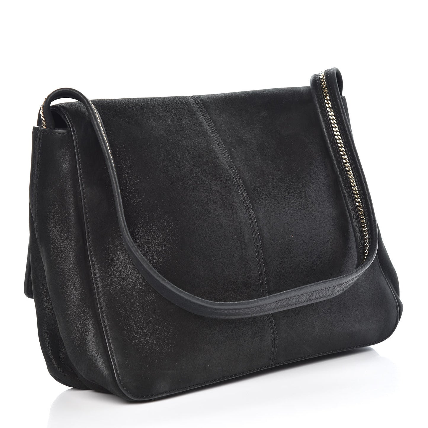Metallic Nubuck Shoulder Bag Black