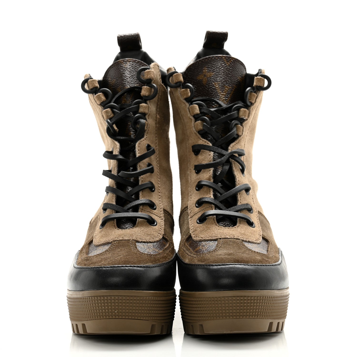Louis Vuitton Suede Calfskin Monogram Laureate Platform Desert Boots 38 Taupe 2 of 12