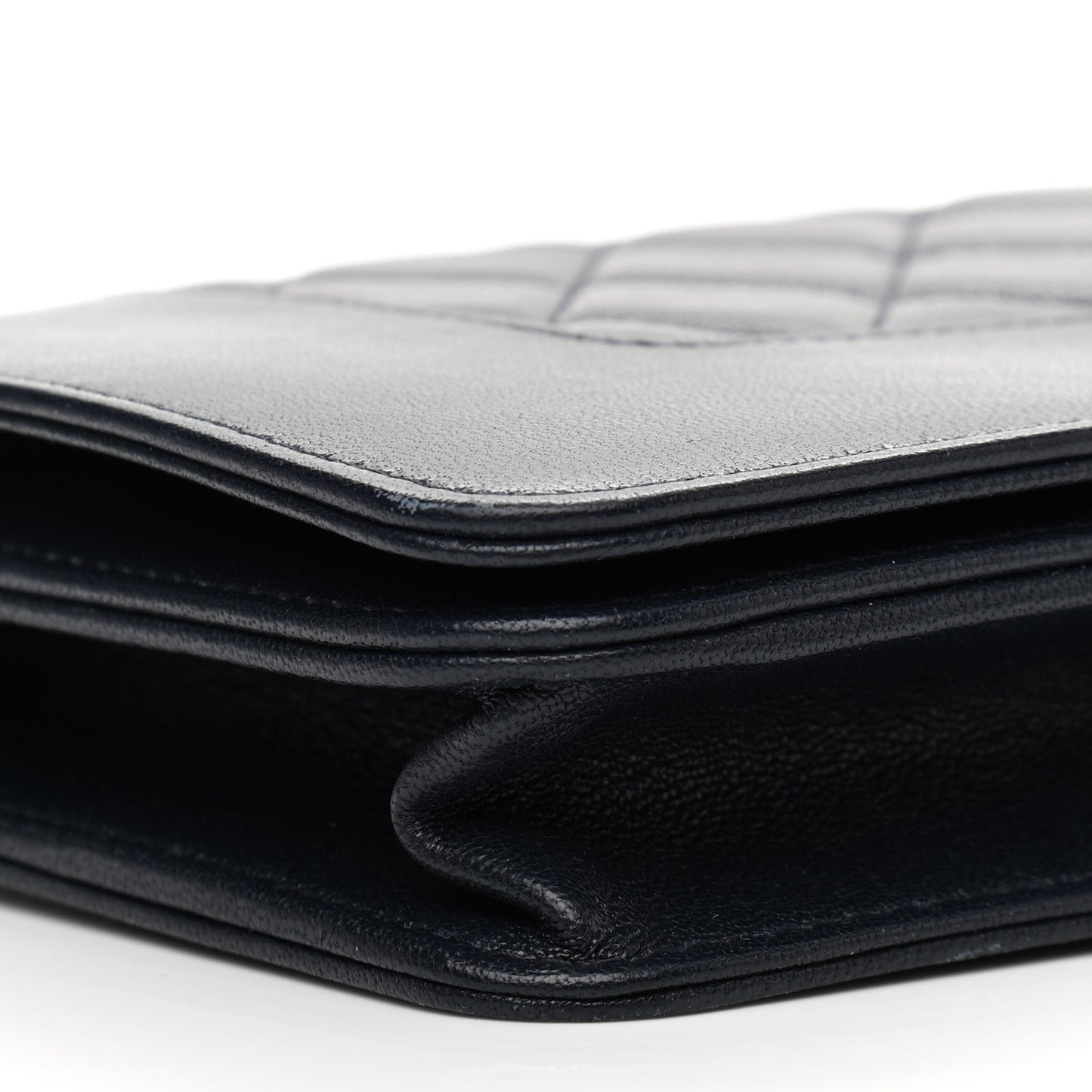 Sheepskin Quilted Mademoiselle Vintage Wallet On Chain WOC Navy