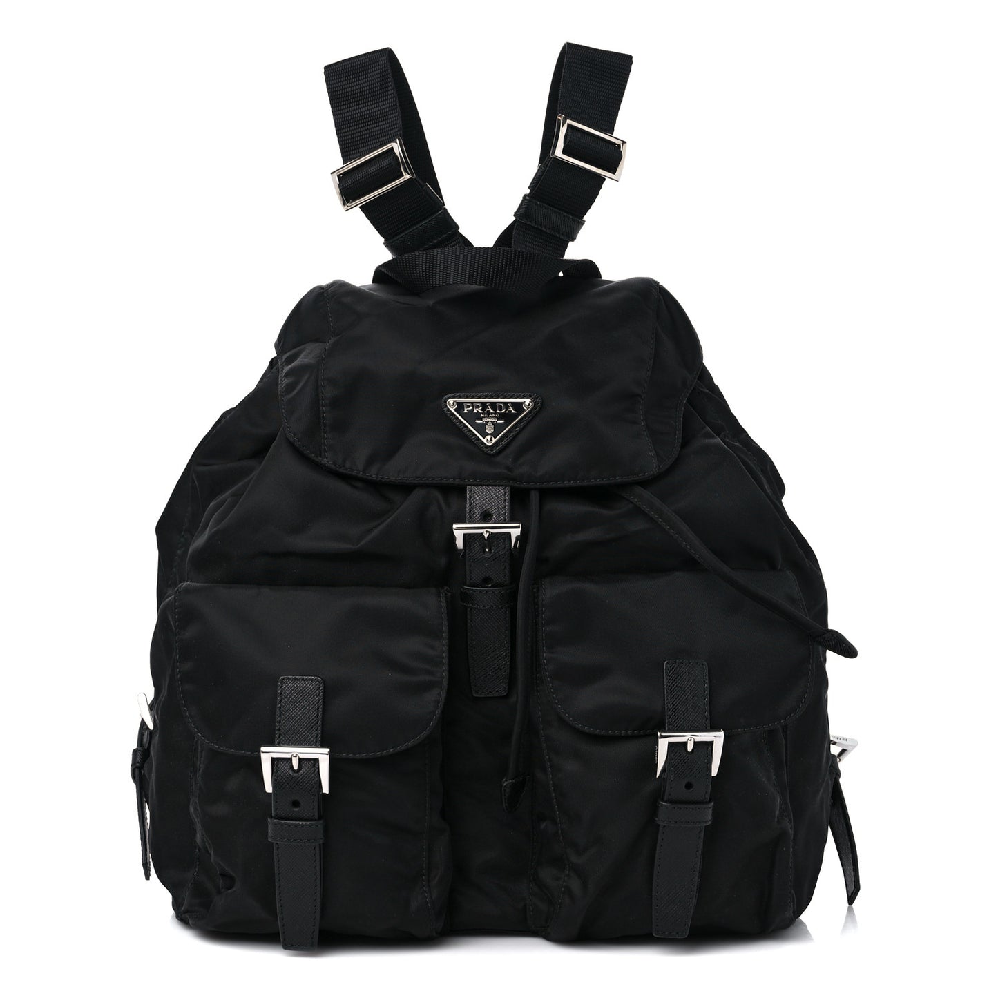 Tessuto Nylon Saffiano Medium Backpack Black