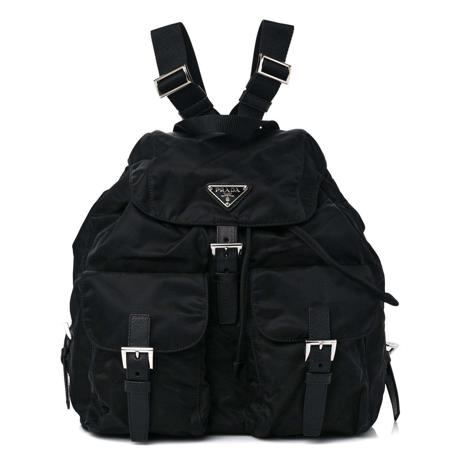 Prada Tessuto Nylon Saffiano Medium Backpack Black 1 of 8