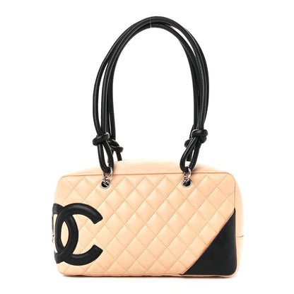 Chanel Calfskin Quilted Large Cambon Bowler Beige Black 1 of 10