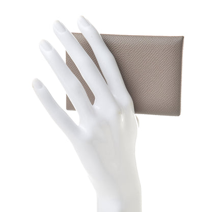 Hermes Epsom Calvi Card Case Etoupe 2 of 12