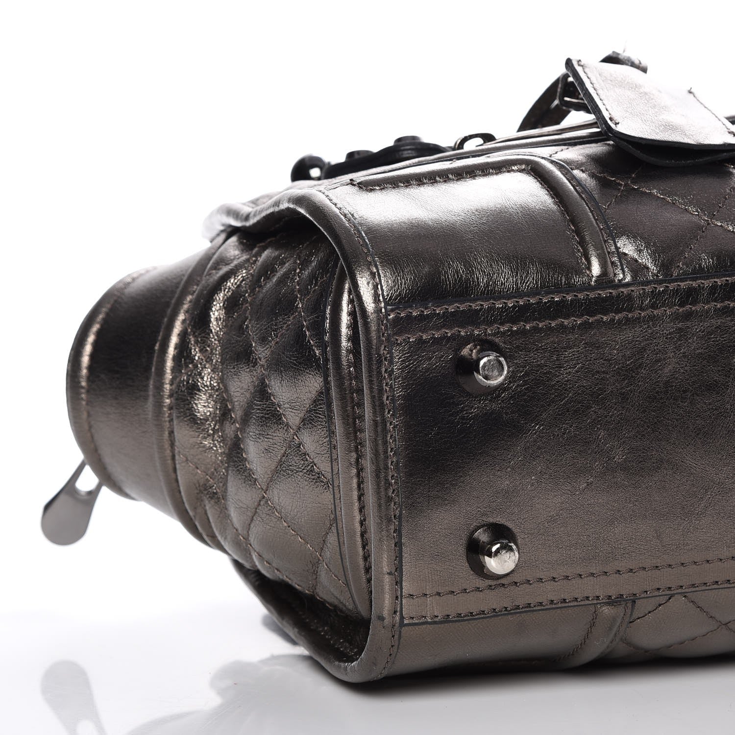 Burberry Metallic Calfskin Quilted Mini Manor Tote Pewter 10 of 11