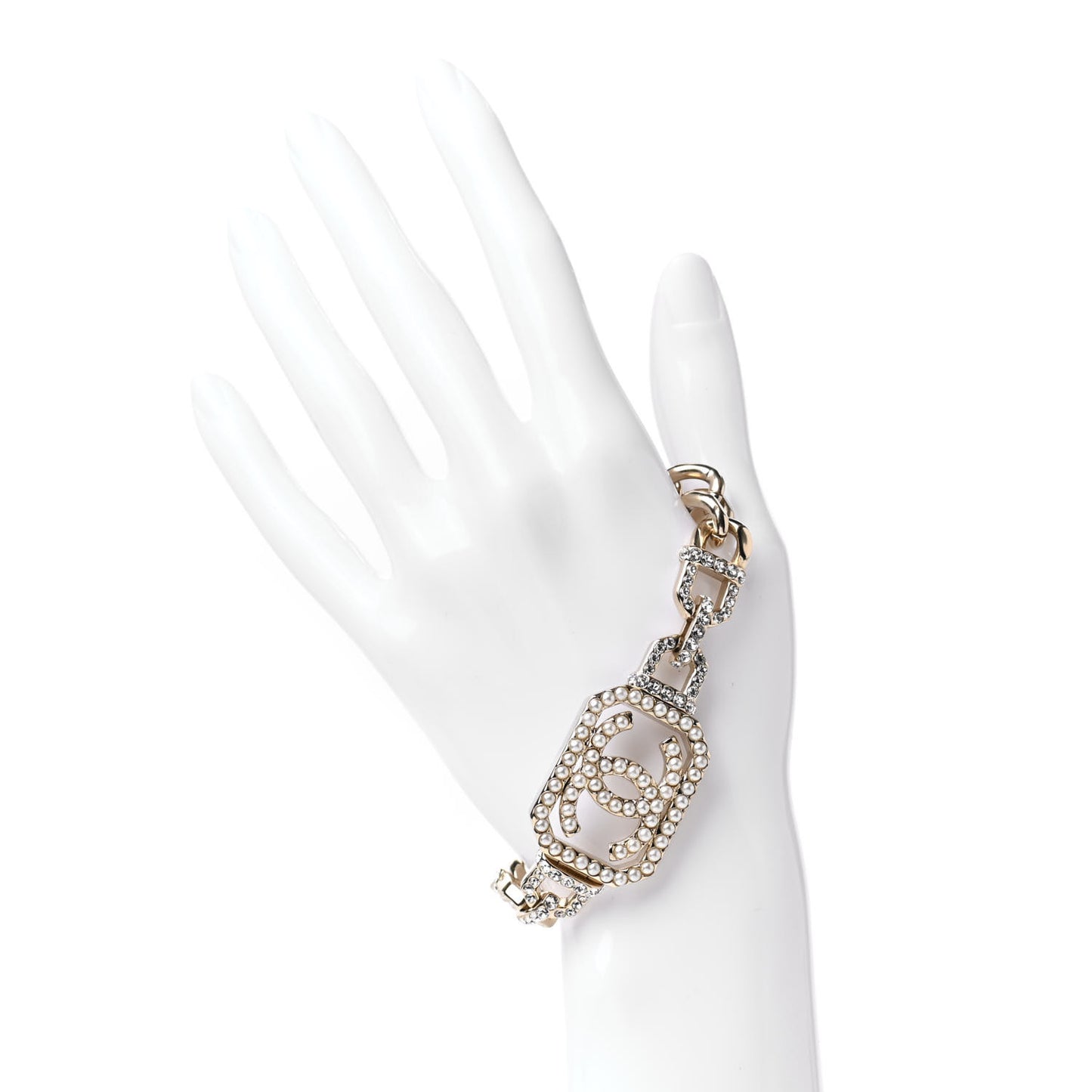 Crystal Pearl CC Vendome Bracelet Gold Pearly White