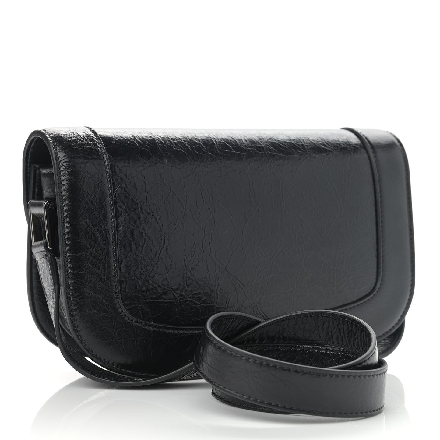 Brushed Calfskin Supervee Shoulder Bag Black