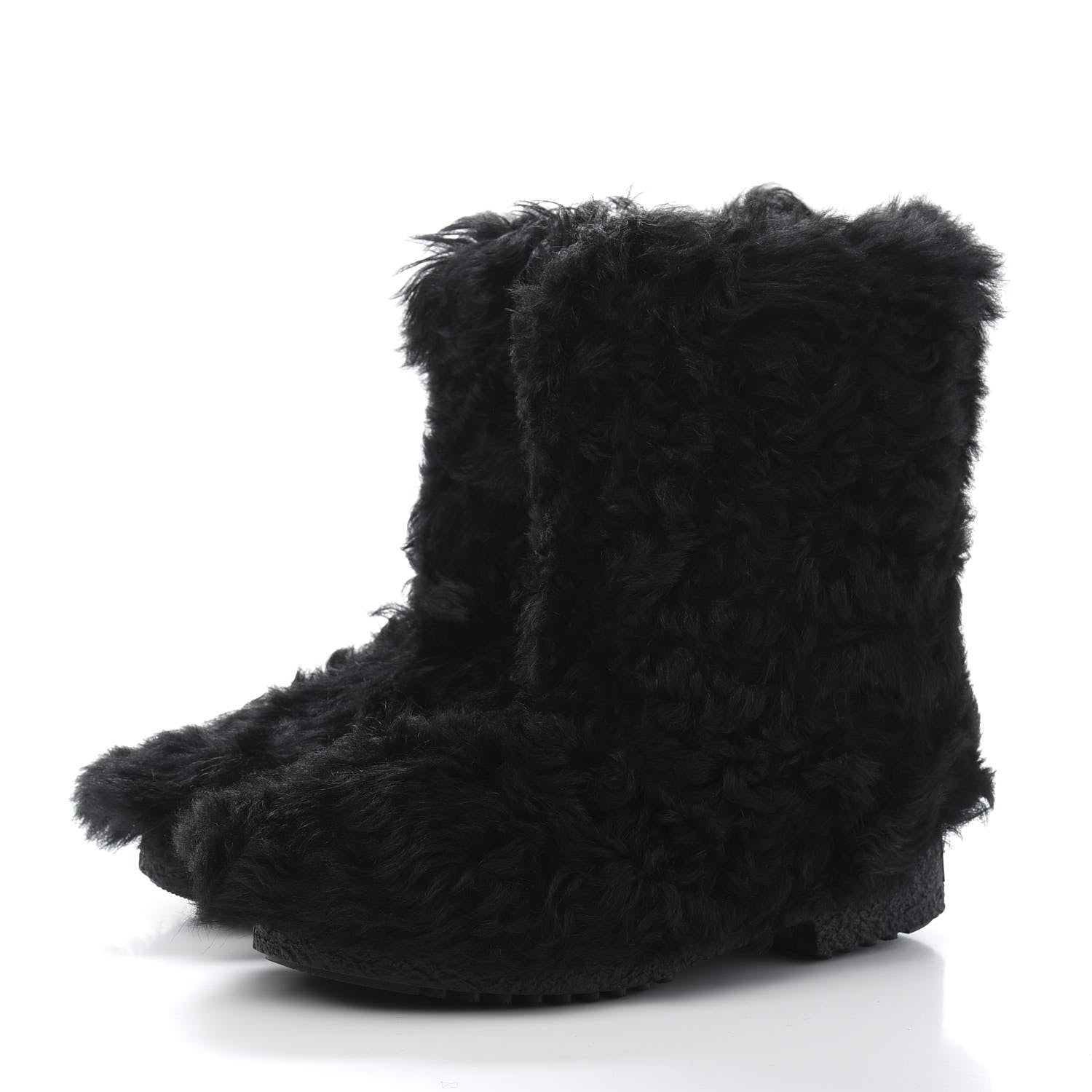 Saint Laurent Shearling Lamb Boots 42 Black 3 of 8