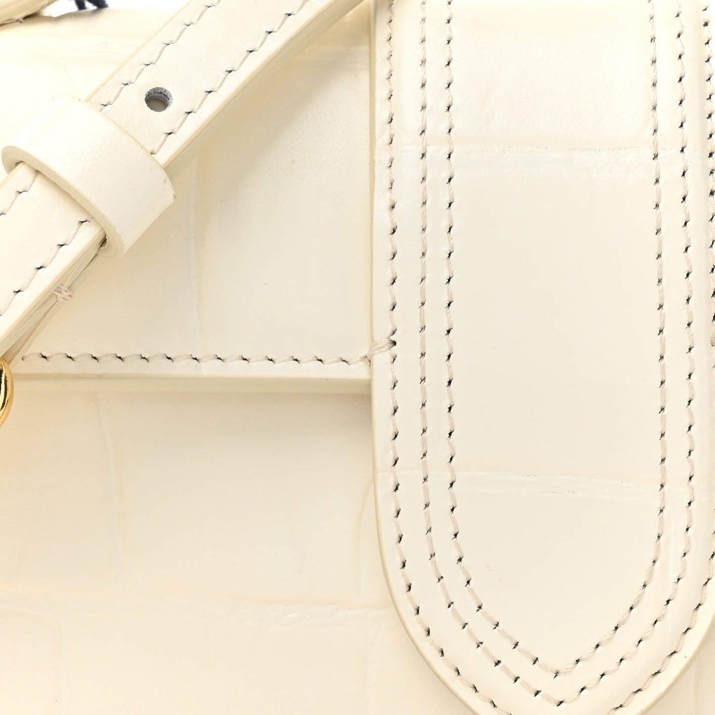 Calfskin Crocodile Embossed Le Bambino Light Ivory