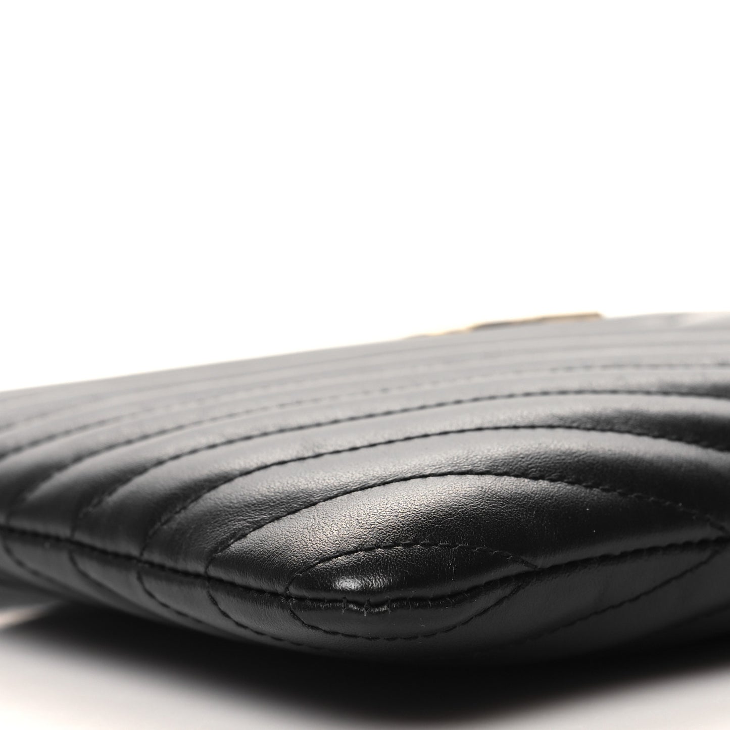 Calfskin Matelasse Chevron Monogram A5 Wristlet Black