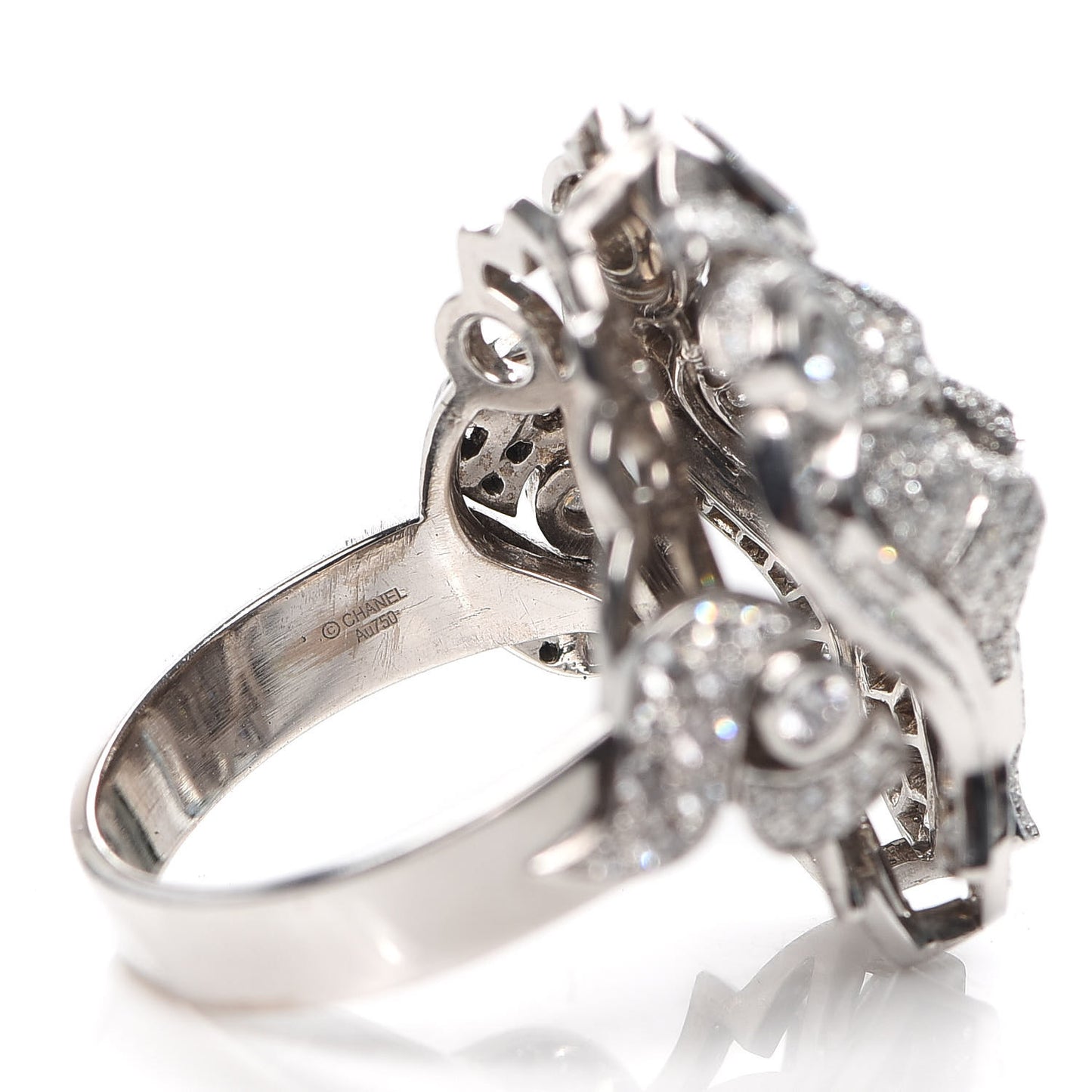 18K White Gold Diamond Sous le Signe du Lion Ring 54 6.75