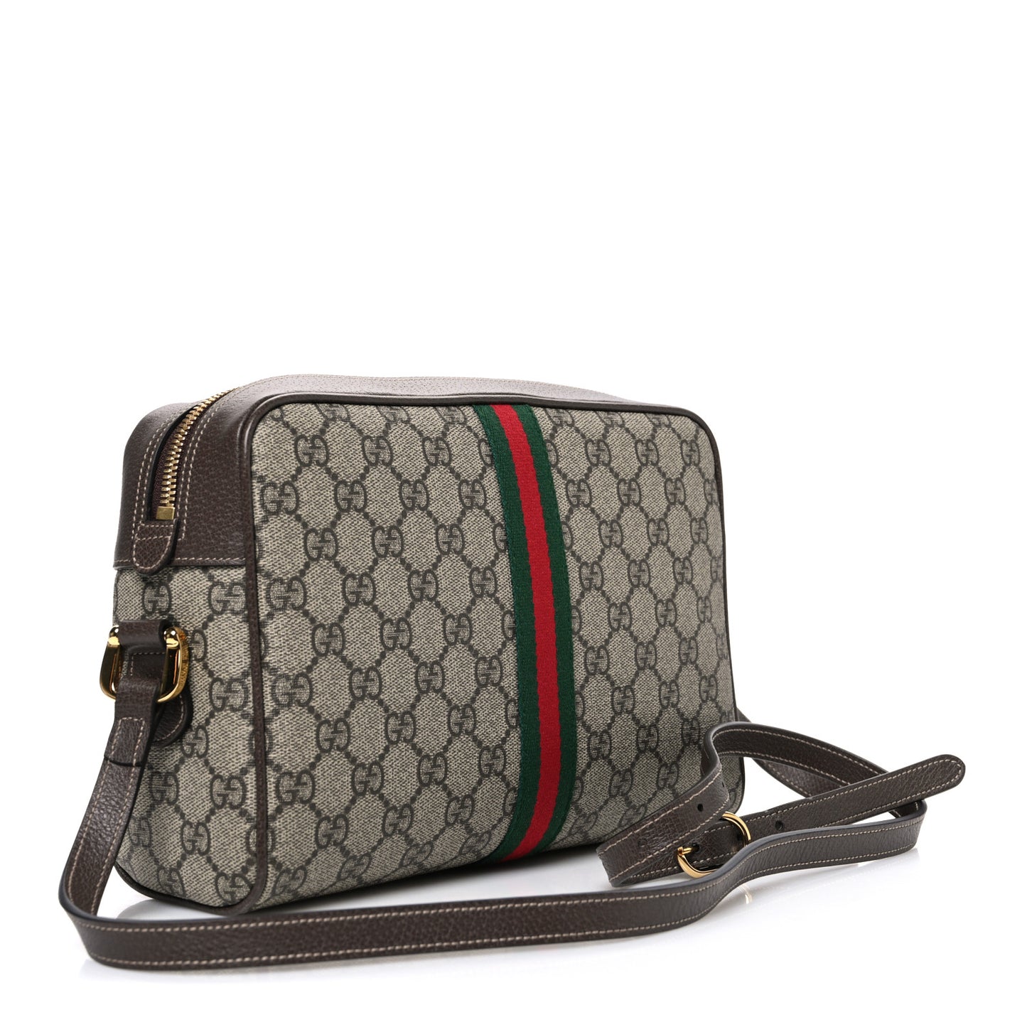 GG Supreme Monogram Web Small Ophidia Shoulder Bag Brown