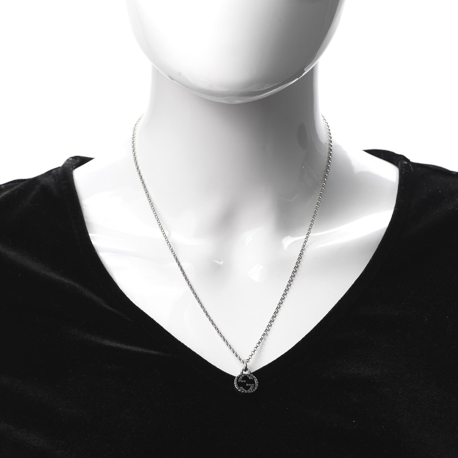Gucci Sterling Silver Interlocking G Pendant Necklace 2 of 6