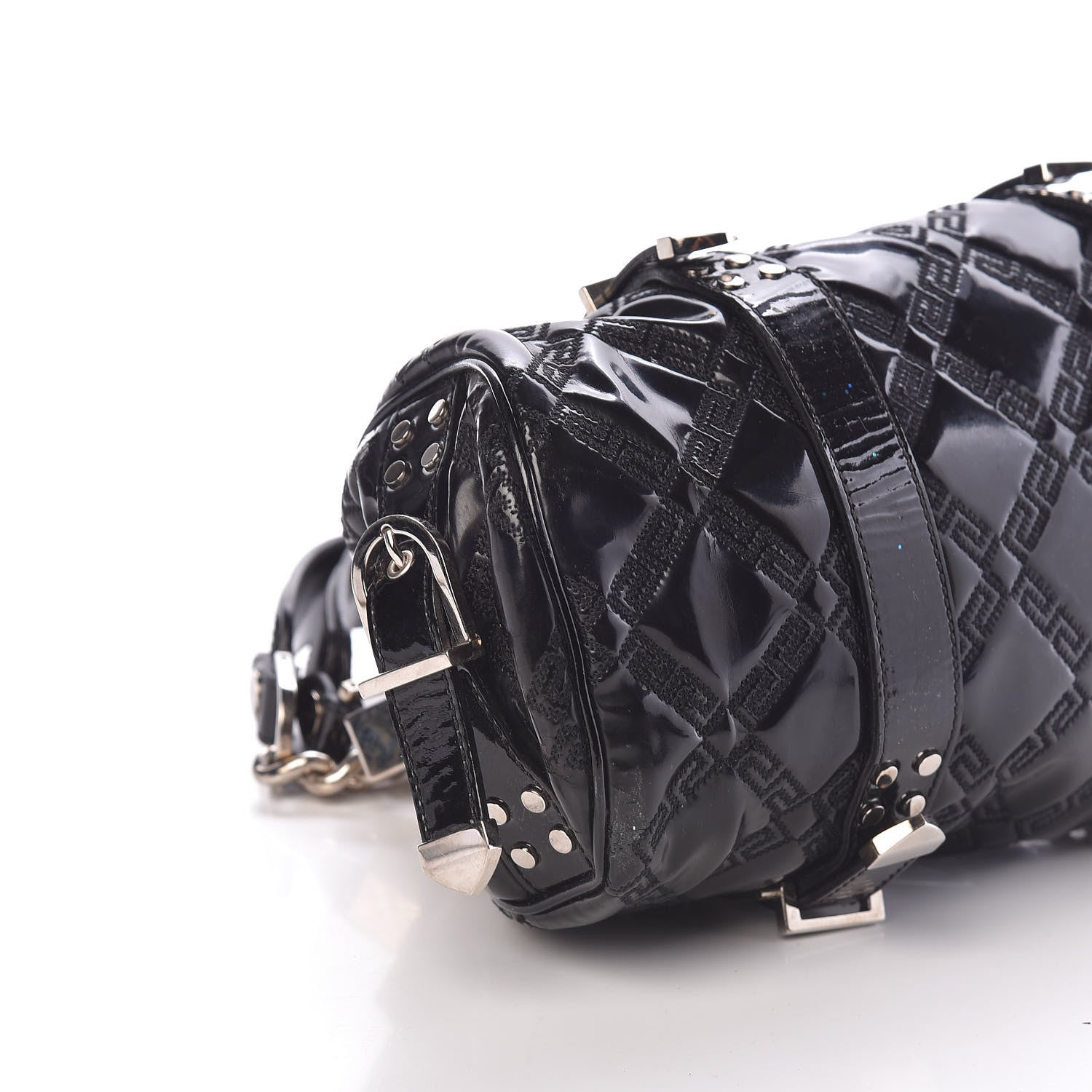 Versace Patent Quilted Satchel Black 7 of 8